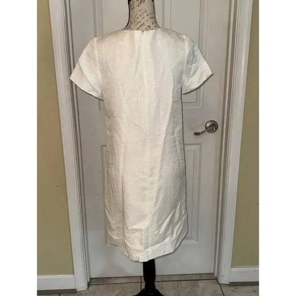 Kate Spade Gail Sheath Dress Cream Linen Blend Embellished Beads Pockets Lined 6 - Picture 2 of 14
